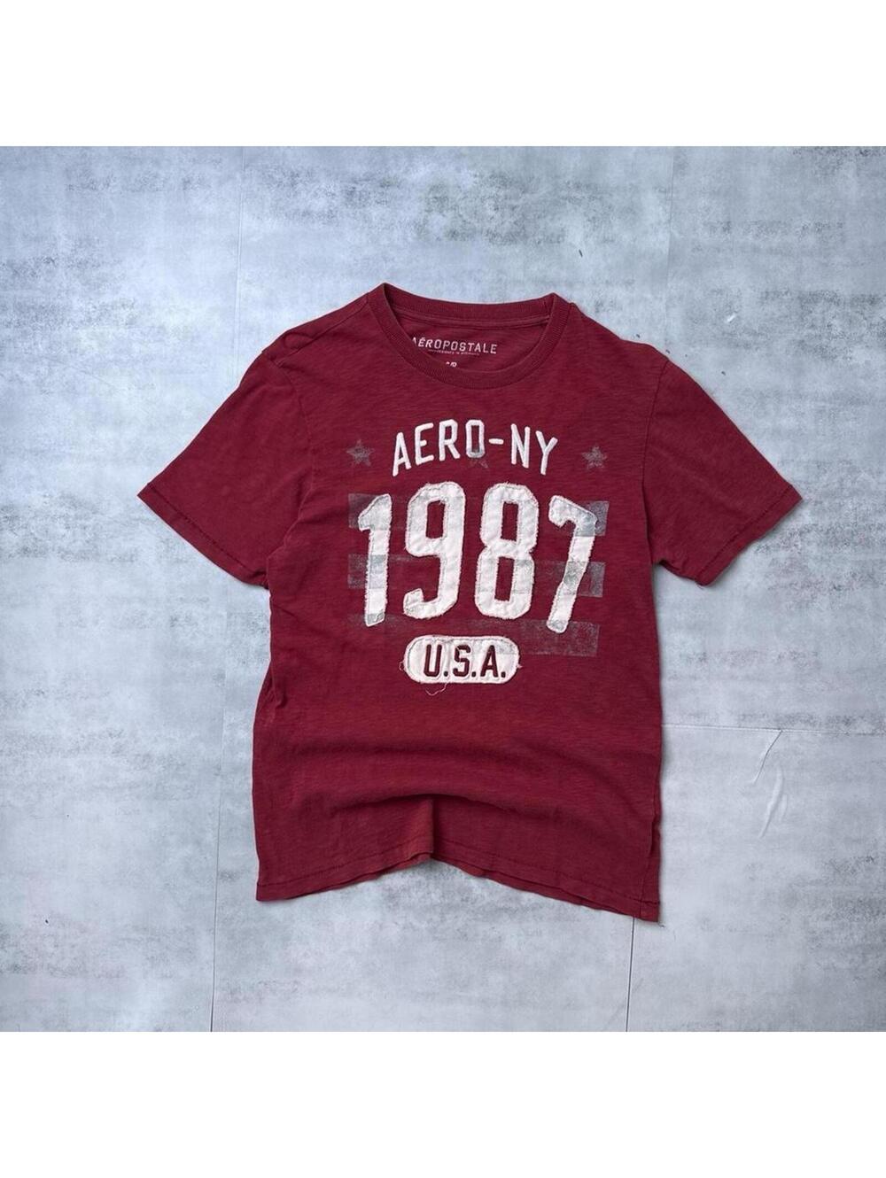 Y2K Aeropostale 00s Burgundy New York T shirt